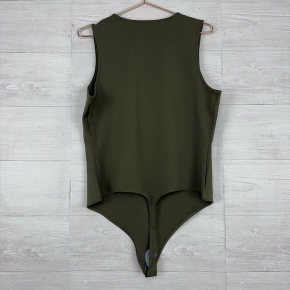 Good American Scuba Deep V Tank Bodysuit Plus Size 3XL Fatigue Green Sculpting - Picture 7 of 16